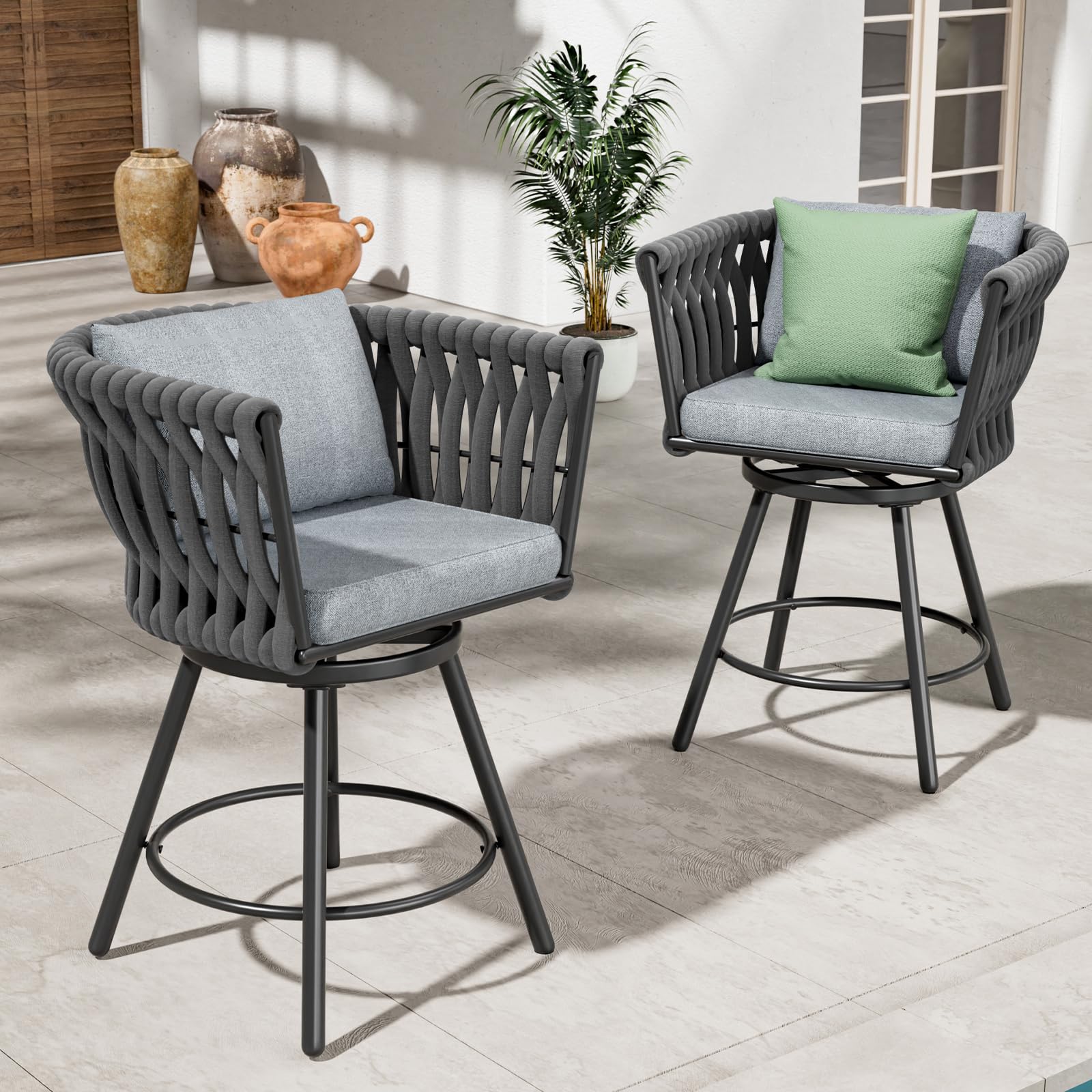 Outdoor Swivel Bar Stools Set of 2