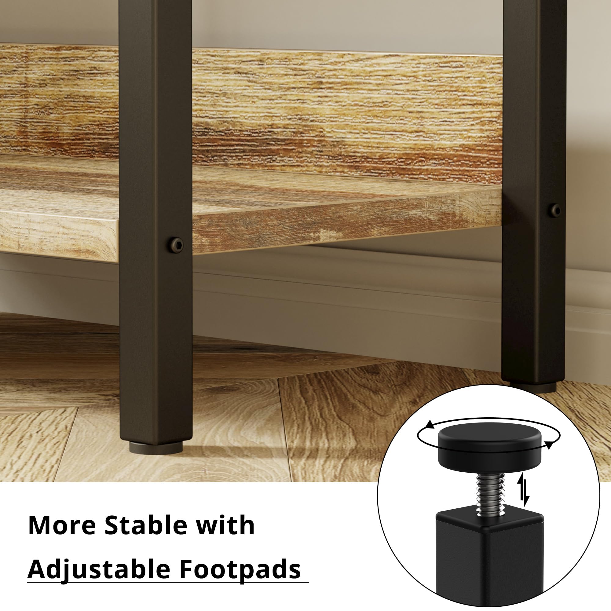 Industrial Brown 5-Tier Bookshelf with Metal Frame