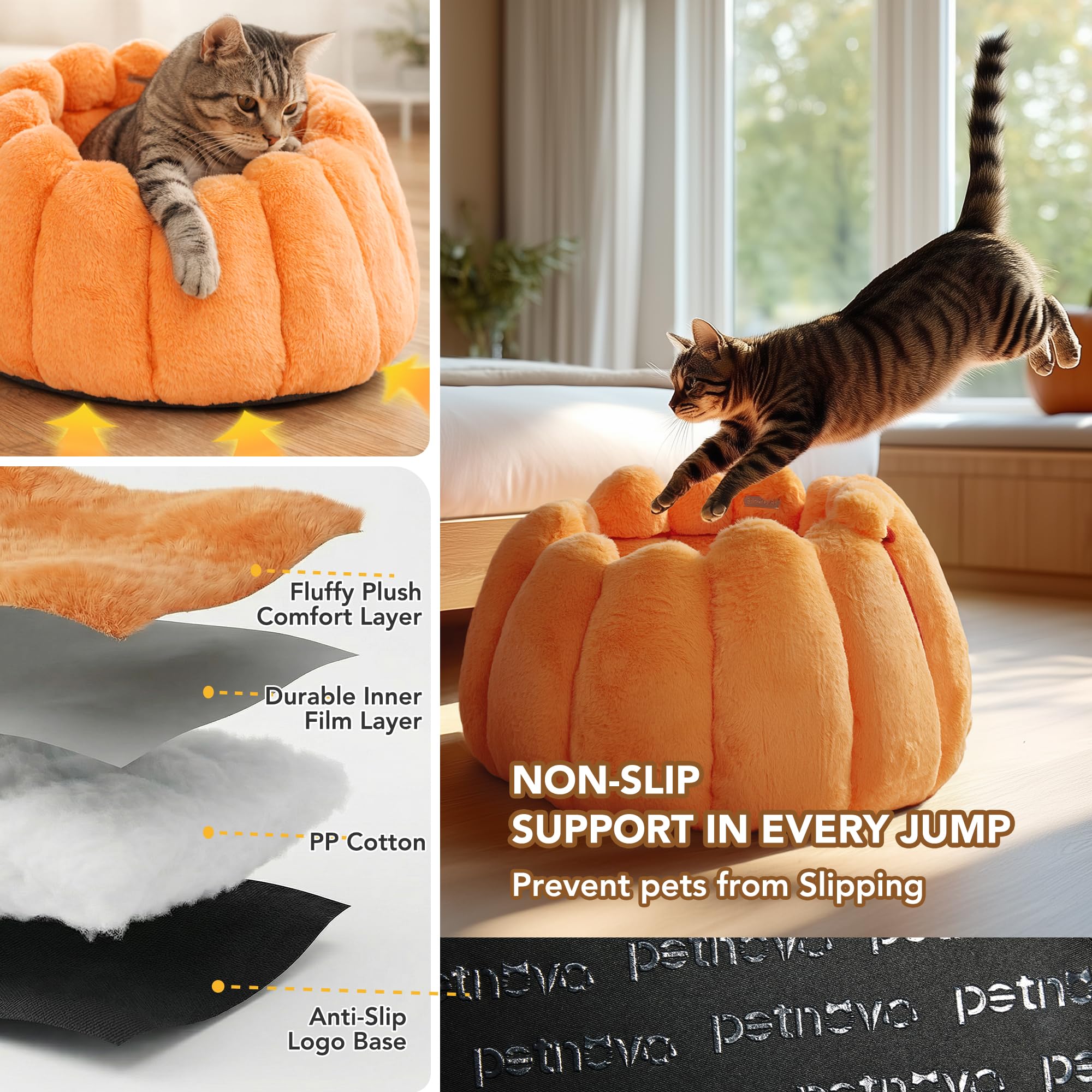 Pumpkin Calming Cat Bed Donut Cuddler