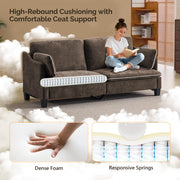 VINGLI 84" Modern Sofa Couch, Linen Velvet 2-Seater Loveseat with Piped Cushions, Removable Cover & 2 Throw Pillows, Upholstered Couches for Living Room, Apartment, Office