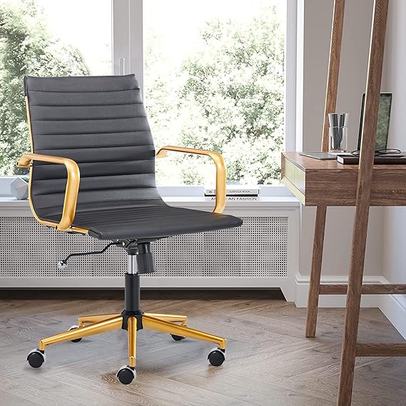 Ergonomic Office Chair - Ribbed Leather Executive Swivel