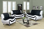 3-Piece Modern Sofa Set with Tufted Back - Black and White Faux Leather