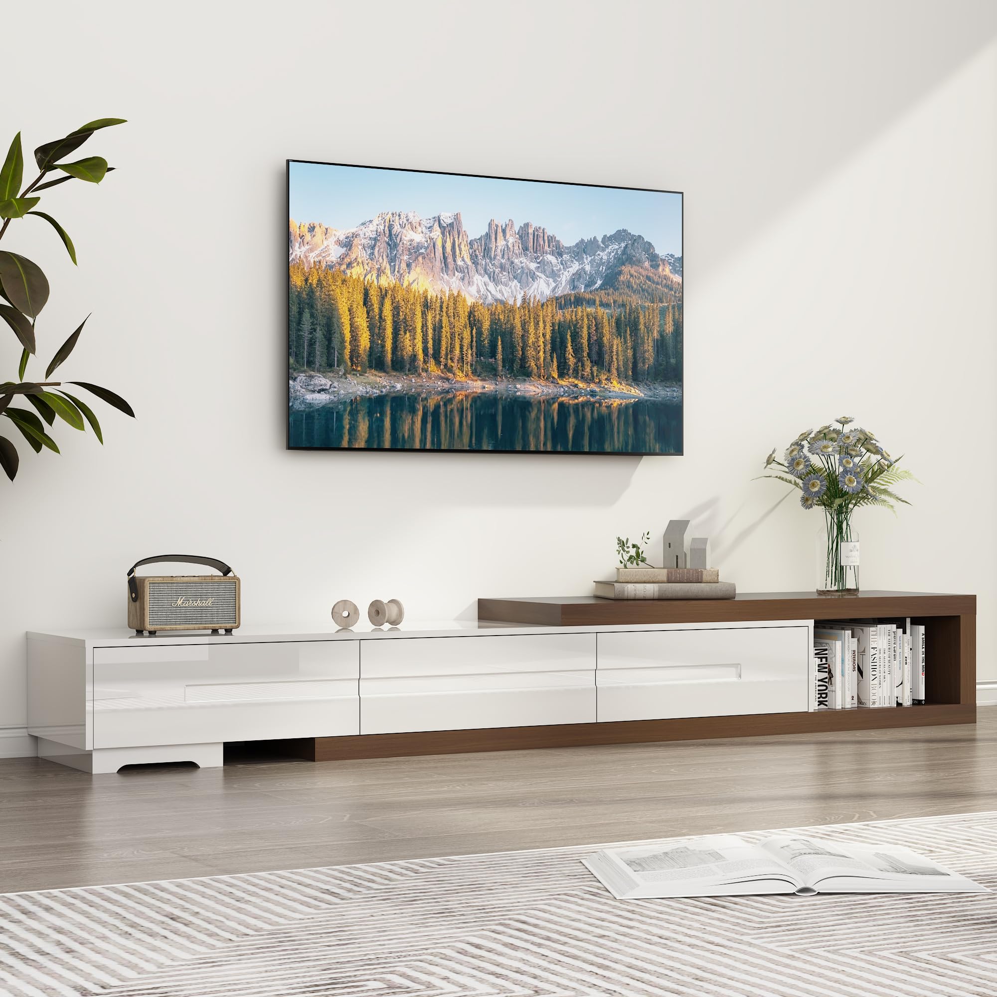 Extendable TV Stand with 3 Drawers