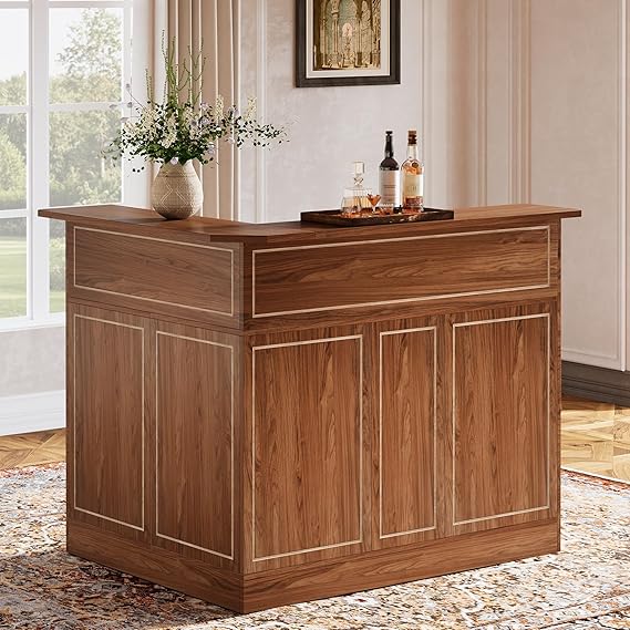 L-Shaped Bar Cabinet with Stemware Racks