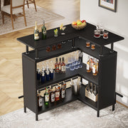 L-Shaped Home Bar Cabinet with Storage