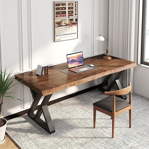 Solid Wood Office Desk with Live Edge