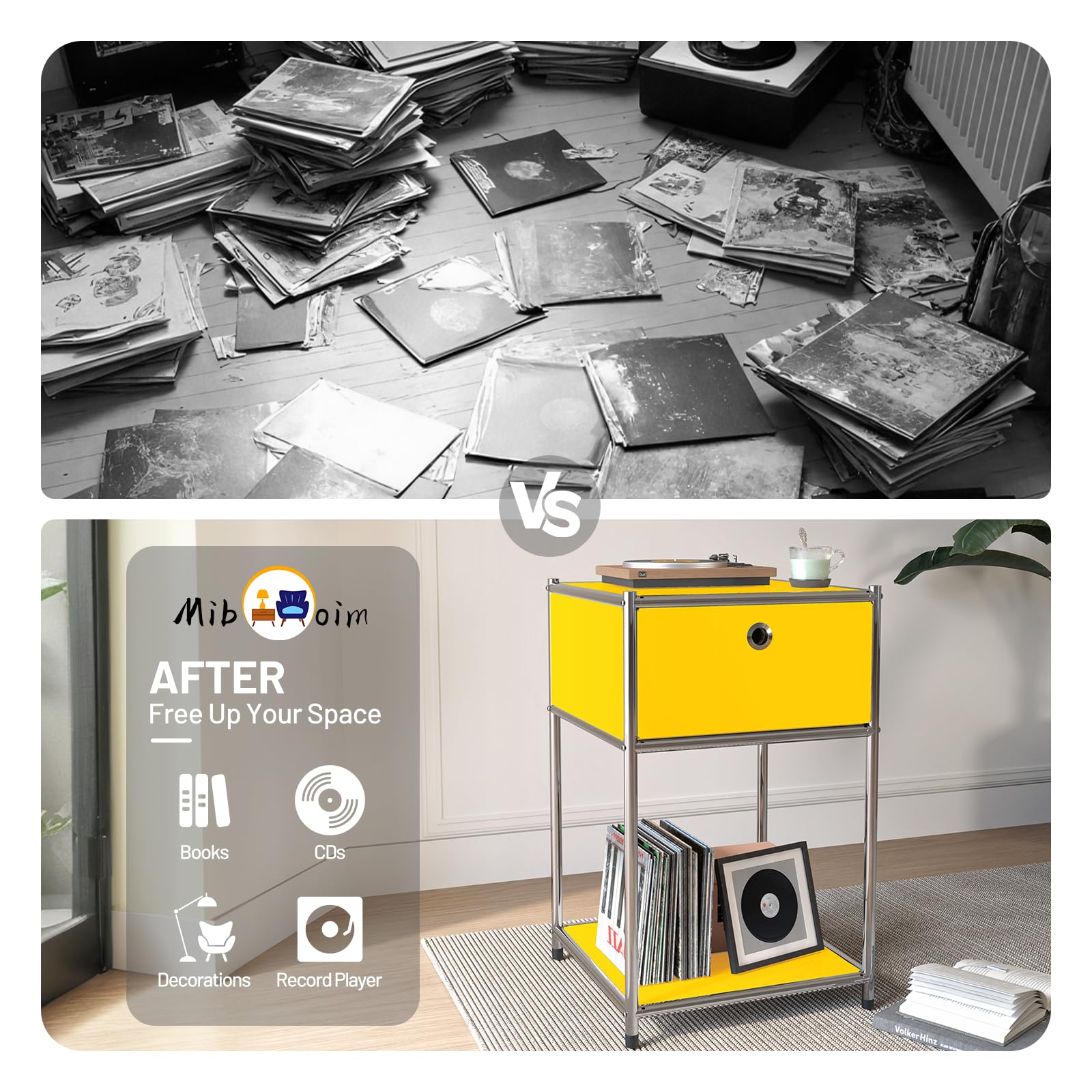Yellow Night Stand with Drawers