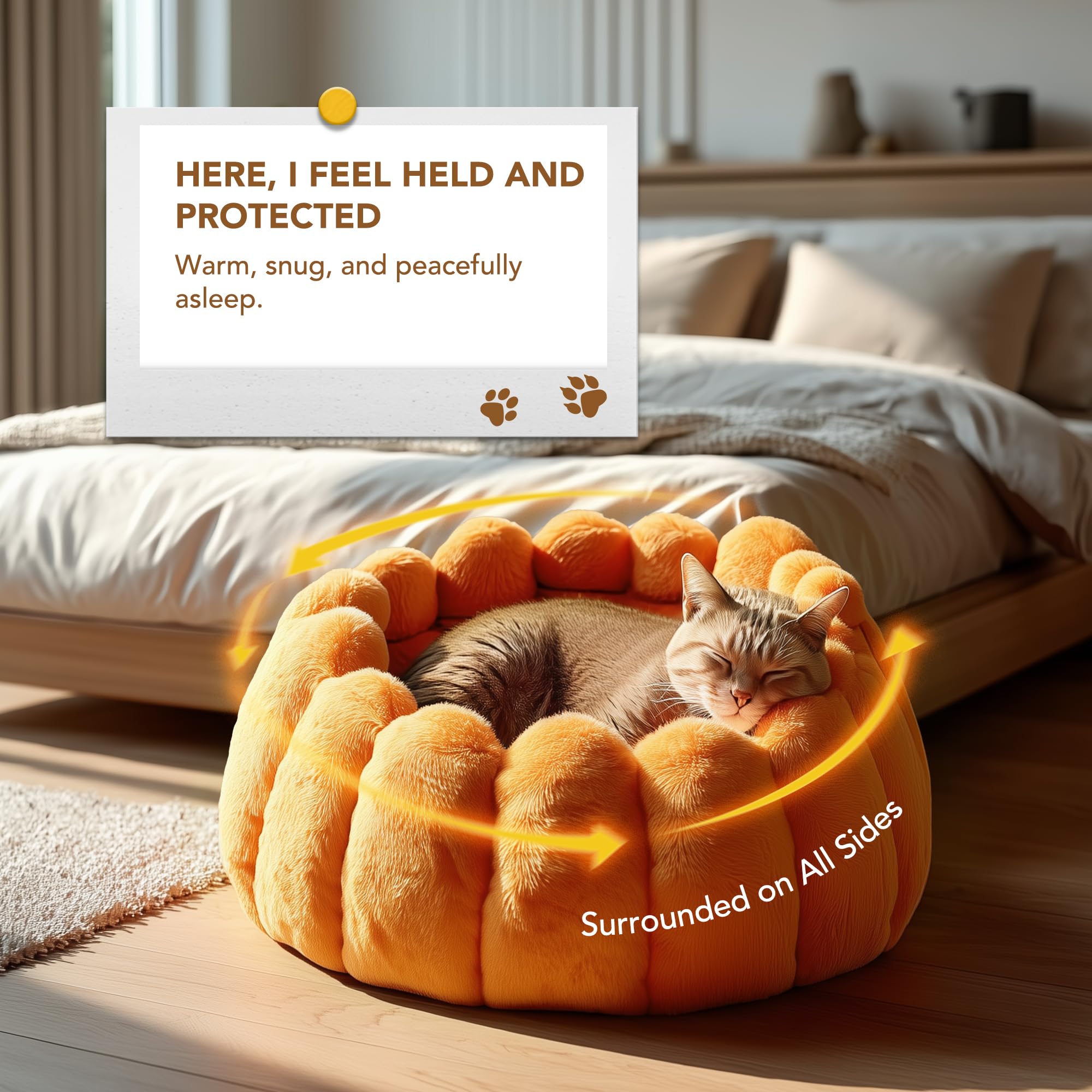 Pumpkin Calming Cat Bed Donut Cuddler