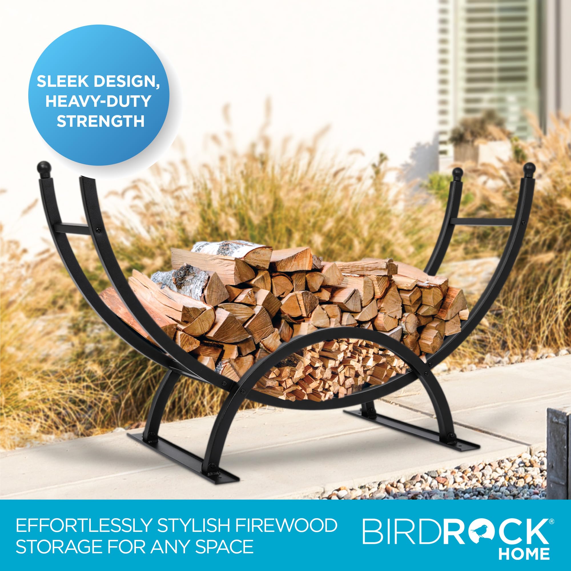 50in Firewood Rack with Elevated Curved Design