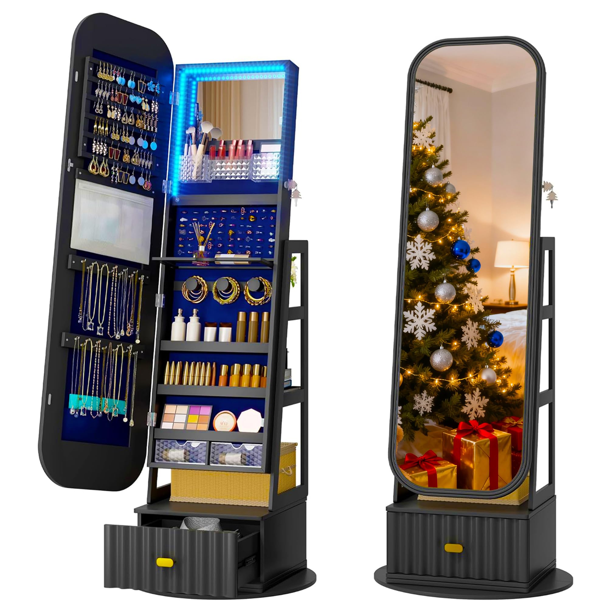 61" Full Length Mirror Jewelry Cabinet with Storage