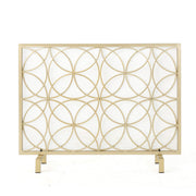 Single Panel Iron Fireplace Screen Gold