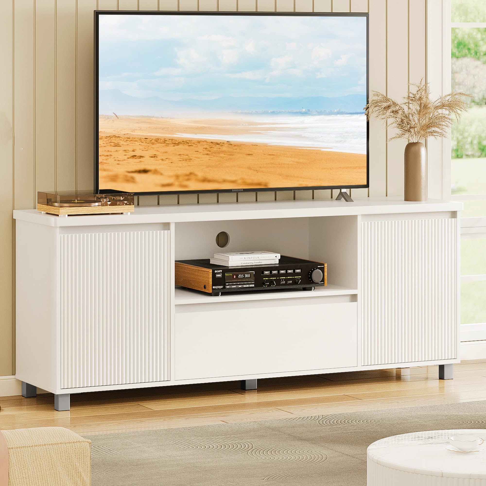 63" Fluted TV Stand with Storage