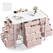 24 Drawer Dresser with Wheels - Pink Metal Frame Storage Organizer