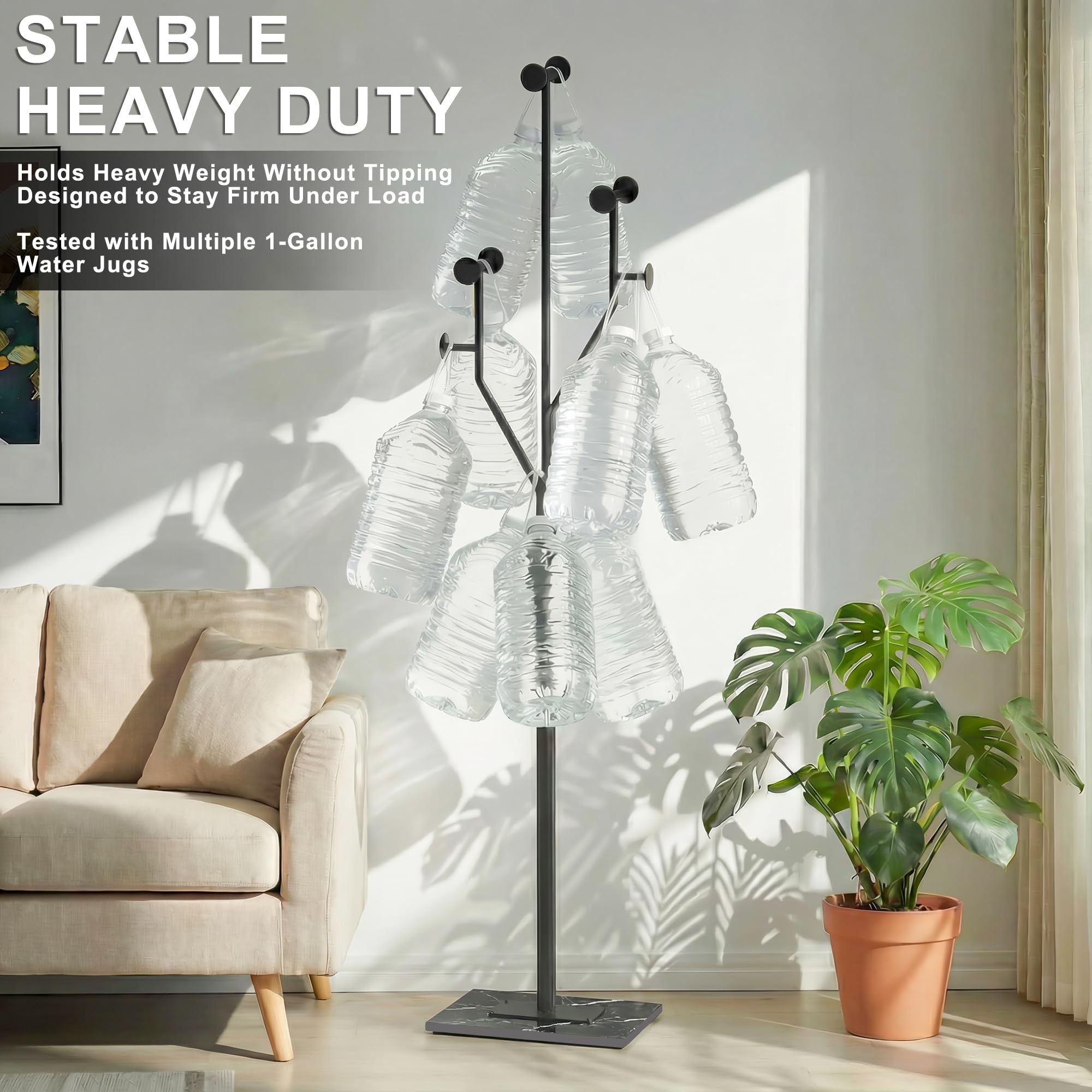 Freestanding Metal Coat Rack with Marble Base