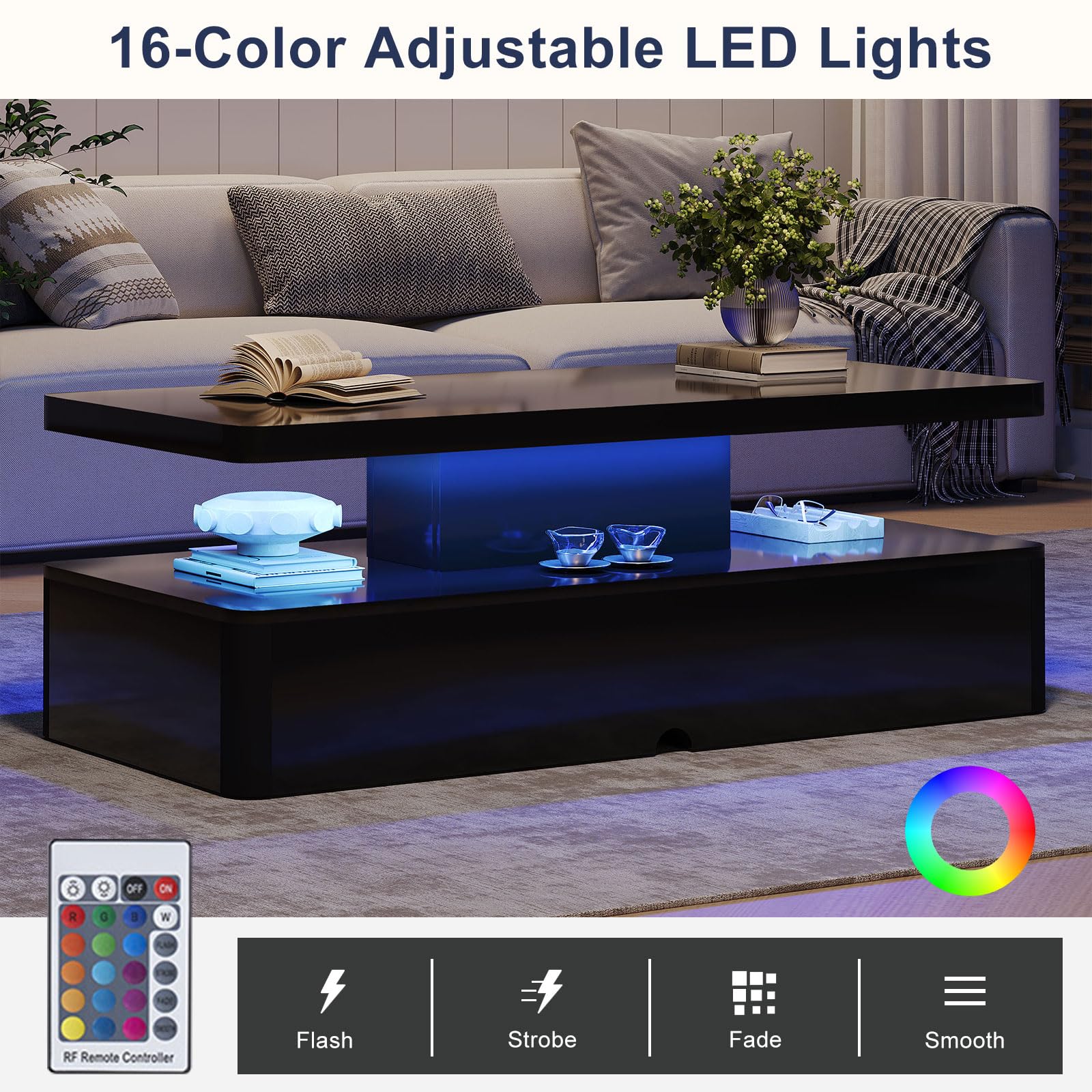 LED Coffee Table with Storage