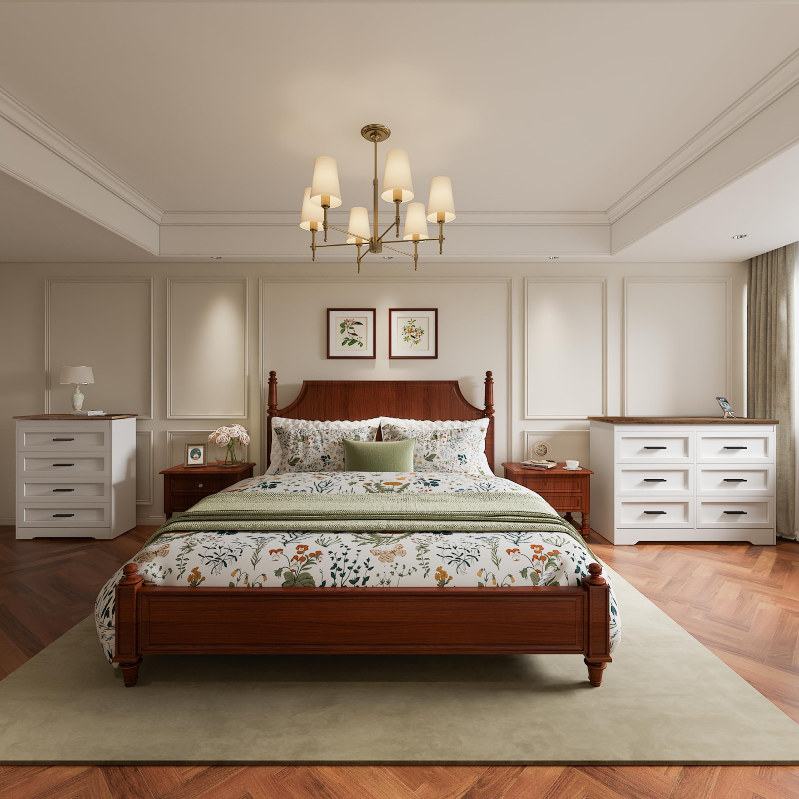 Farmhouse 4-Drawer Dresser with Natural Texture