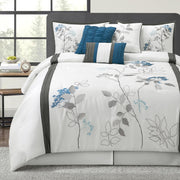 7-Piece California King Comforter Set with Floral Embroidery