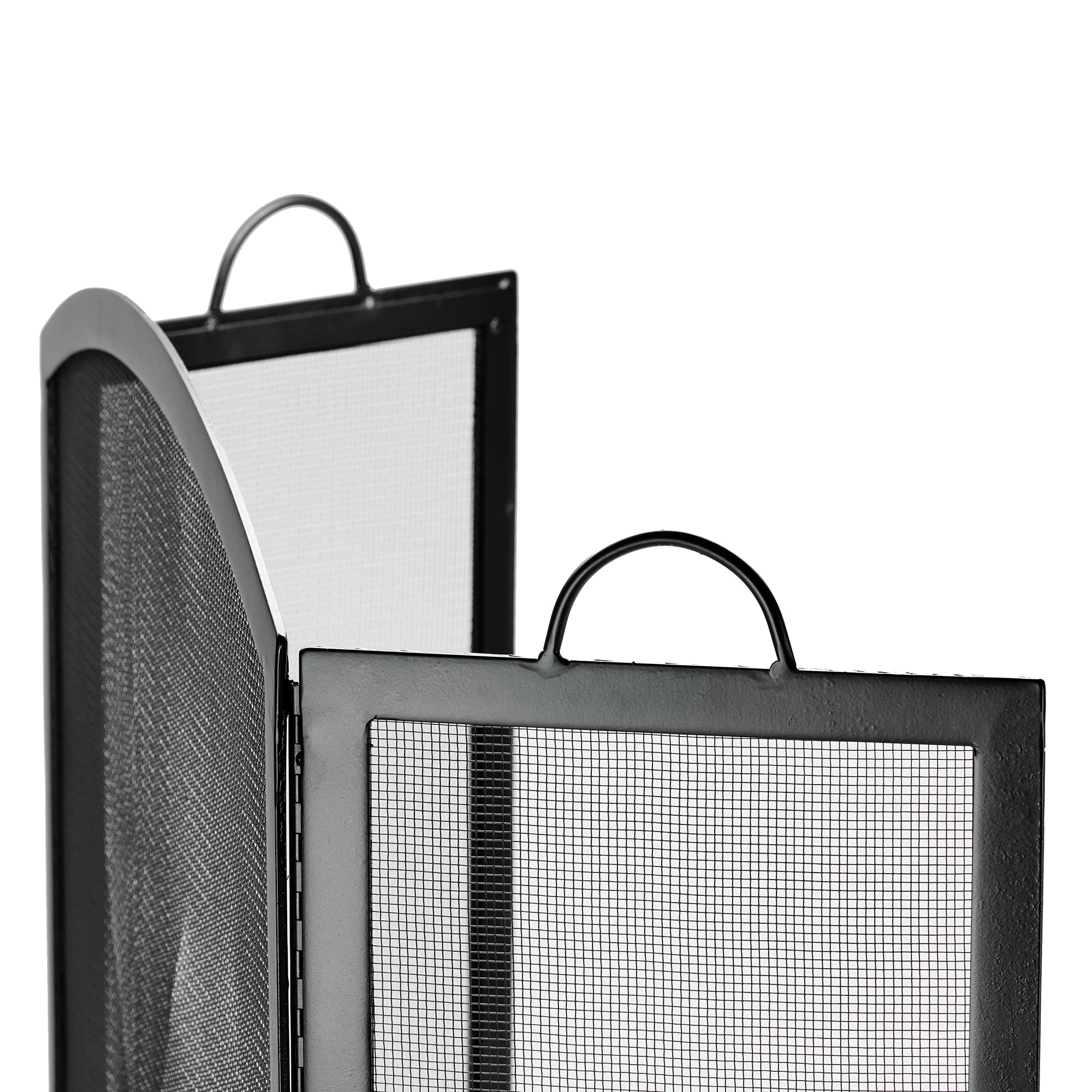 3-Panel Black Iron Fireplace Screen
