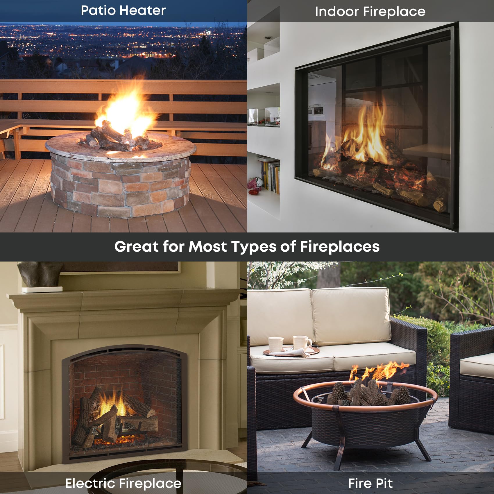 Ceramic Gas Fireplace Logs 9-Piece Set