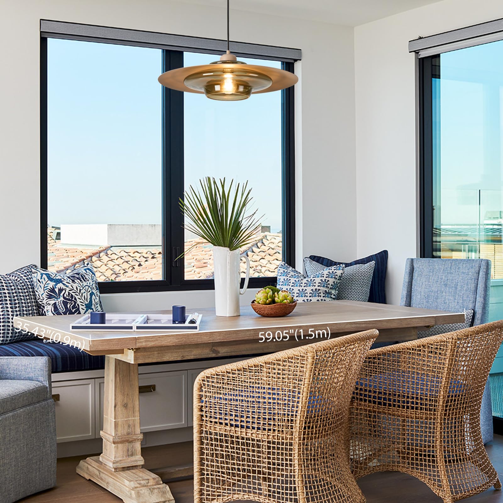 Modern Pendant Light with Olive Green Glass Shade