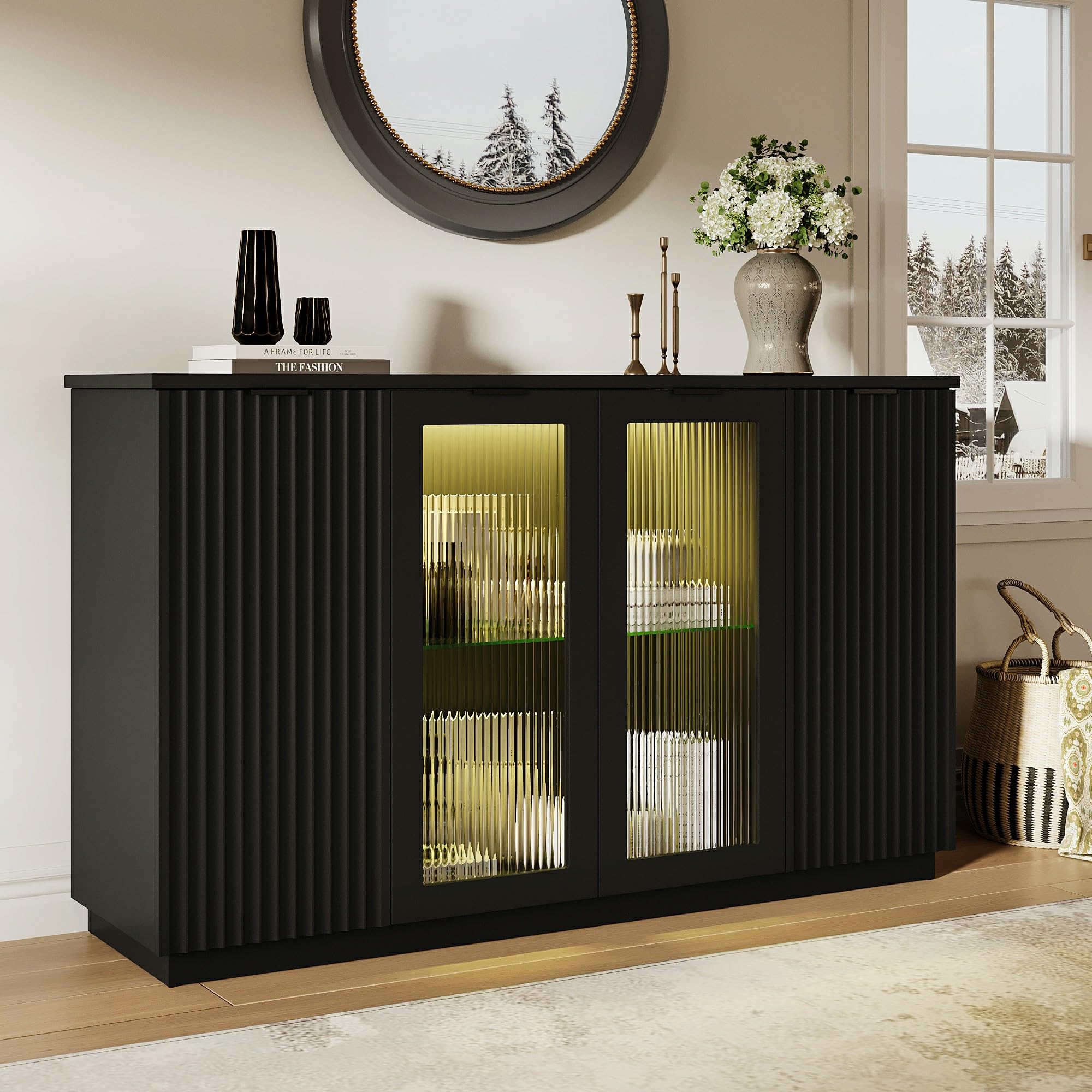 Sideboard Buffet Cabinet with LED Lights
