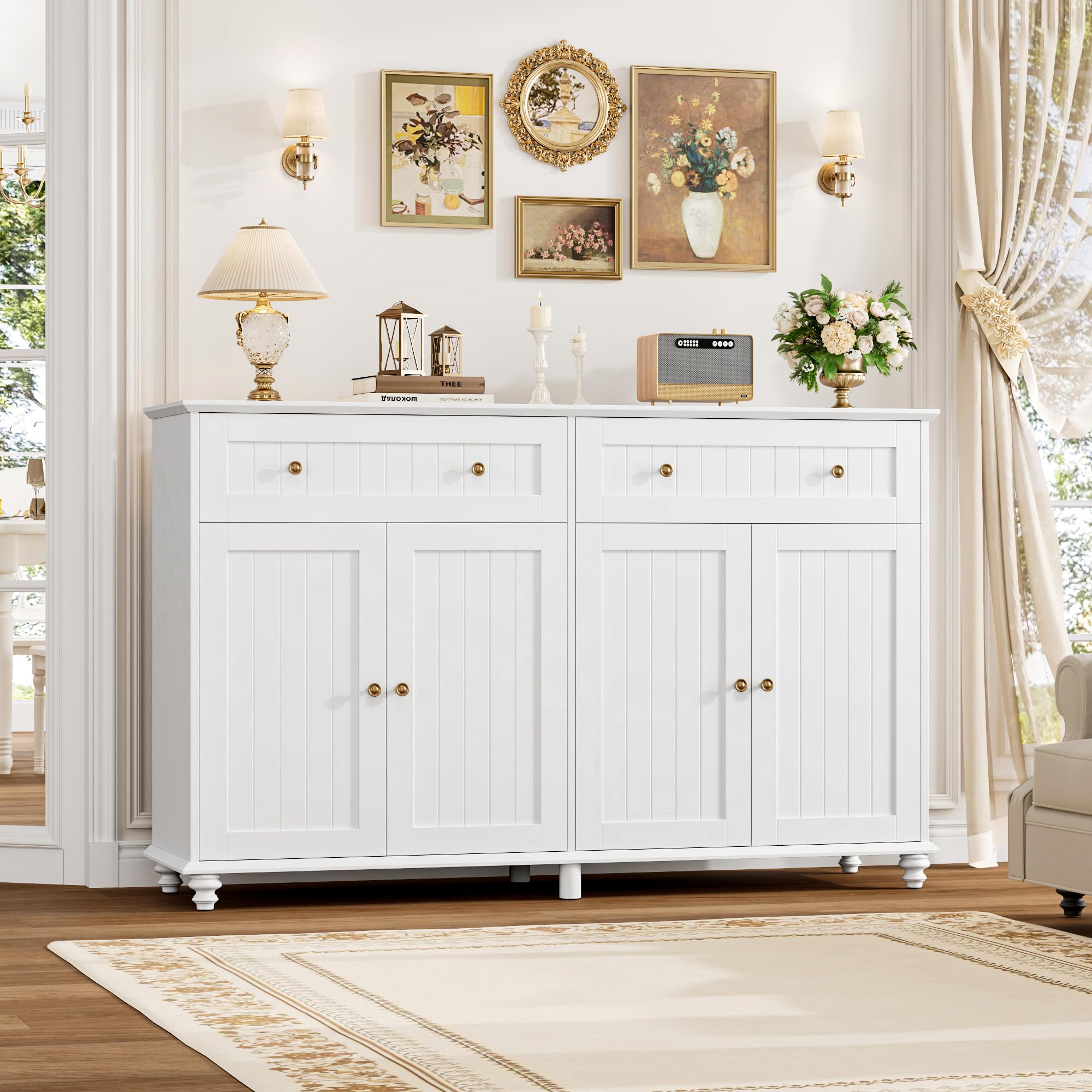 White Buffet Cabinet with Storage