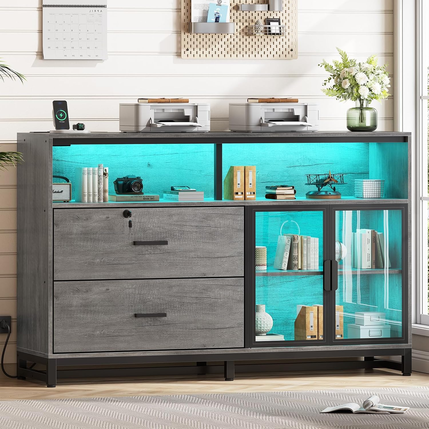 File Cabinet with Lock & Power Outlets