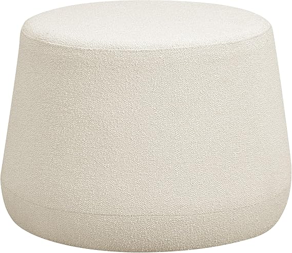 Round Faux Leather Ottoman with Pocket Coils