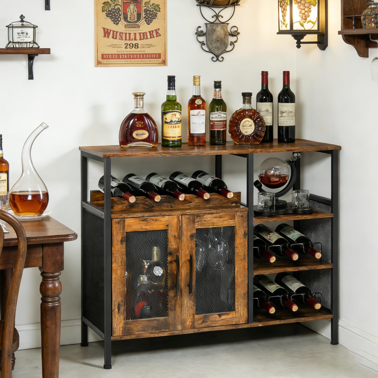 Wine Bar Cabinet with Glass Holder