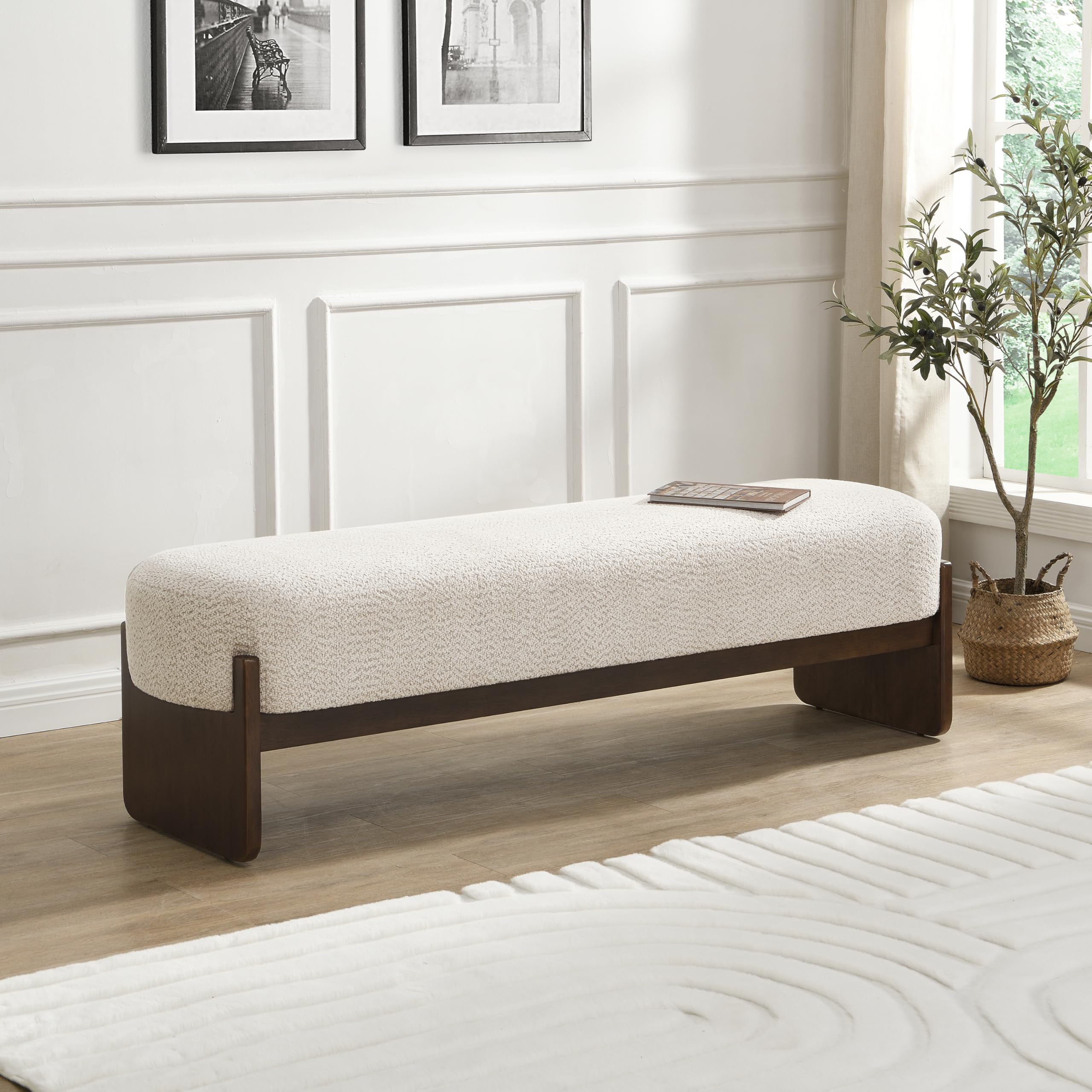 Rectangular Loop Yarn Ottoman Bench