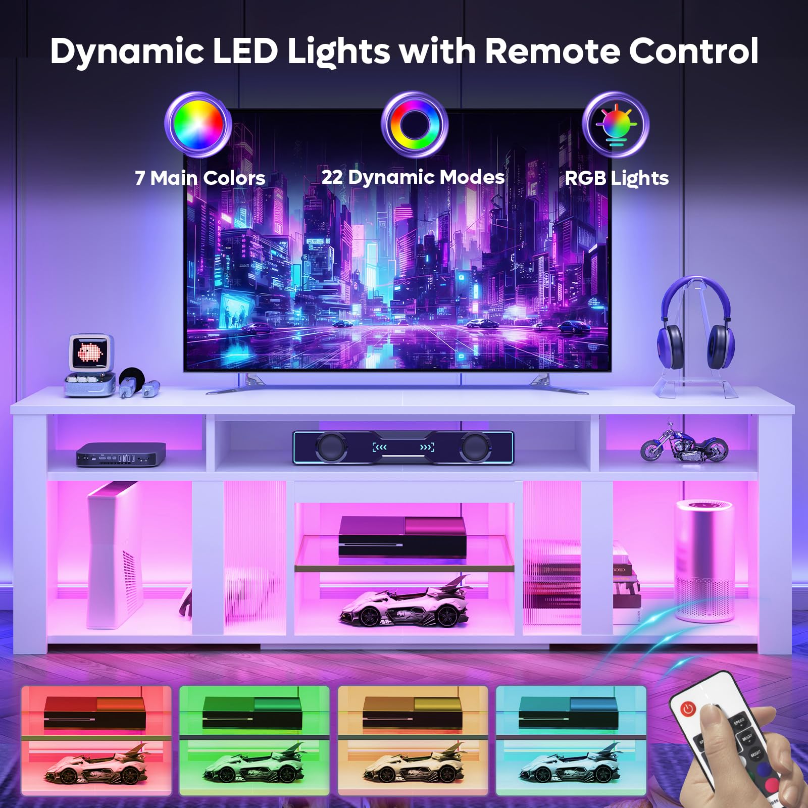 80 LED TV Stand with Adjustable Shelves