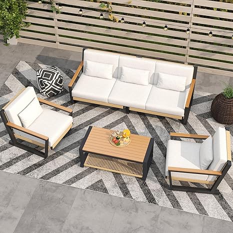 Aluminum Patio Sofa Set with PE Rope Weaving