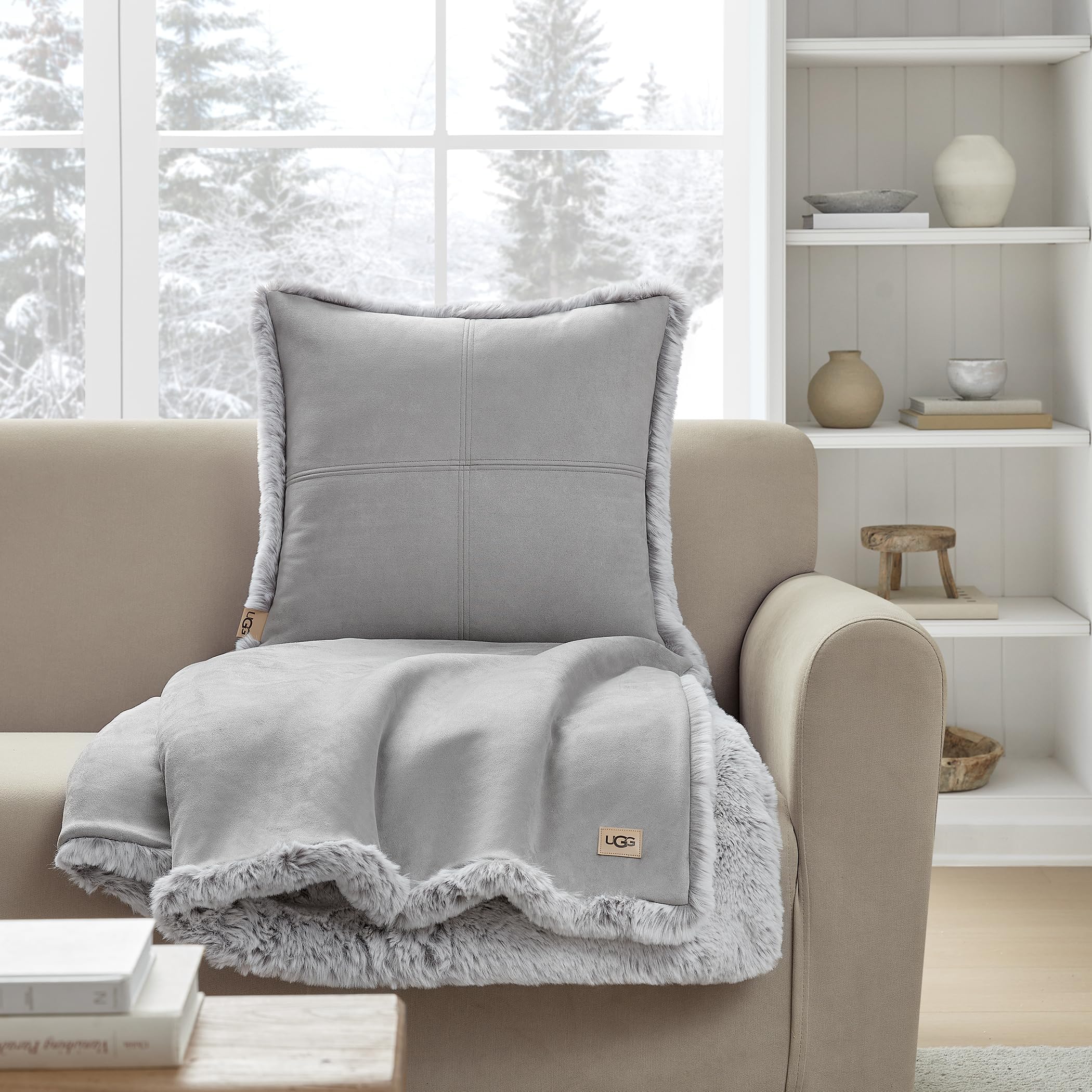 Wyatt Reversible Faux Fur Throw Pillow 20x20