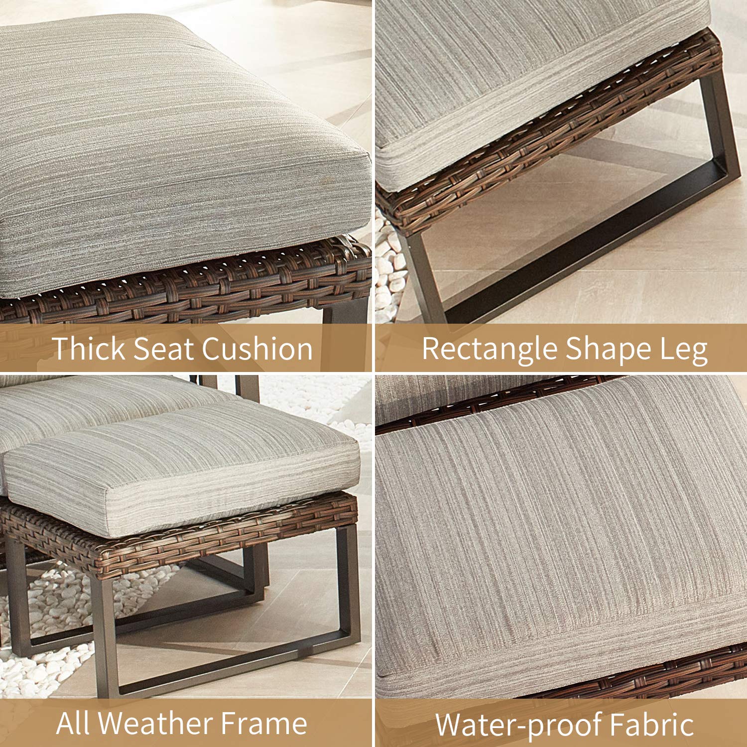Outdoor Wicker Ottoman with Cushion