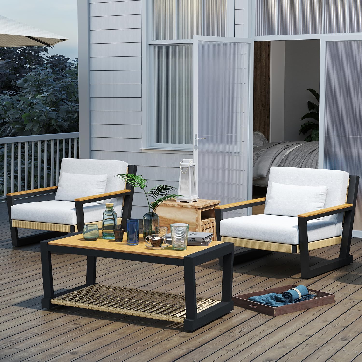 5-Piece Aluminum Patio Conversation Set Yellow