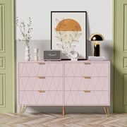 6 Drawer Dresser with Wide Drawers and Metal Handles