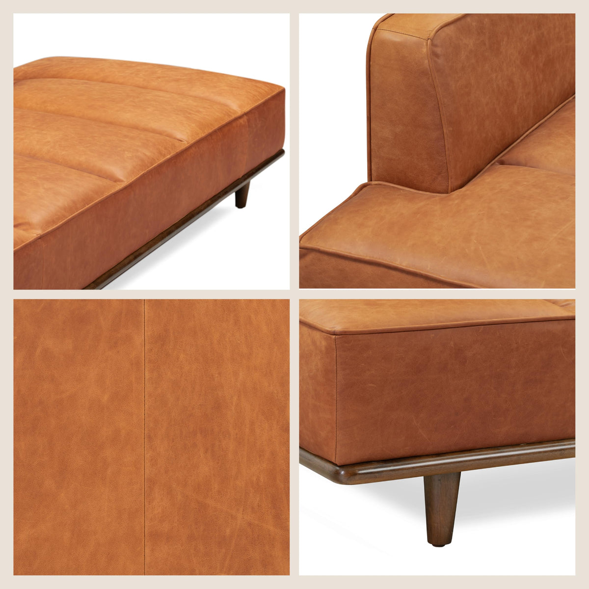 Jasper Daybed - Cognac Tan Leather with Walnut Ash Frame