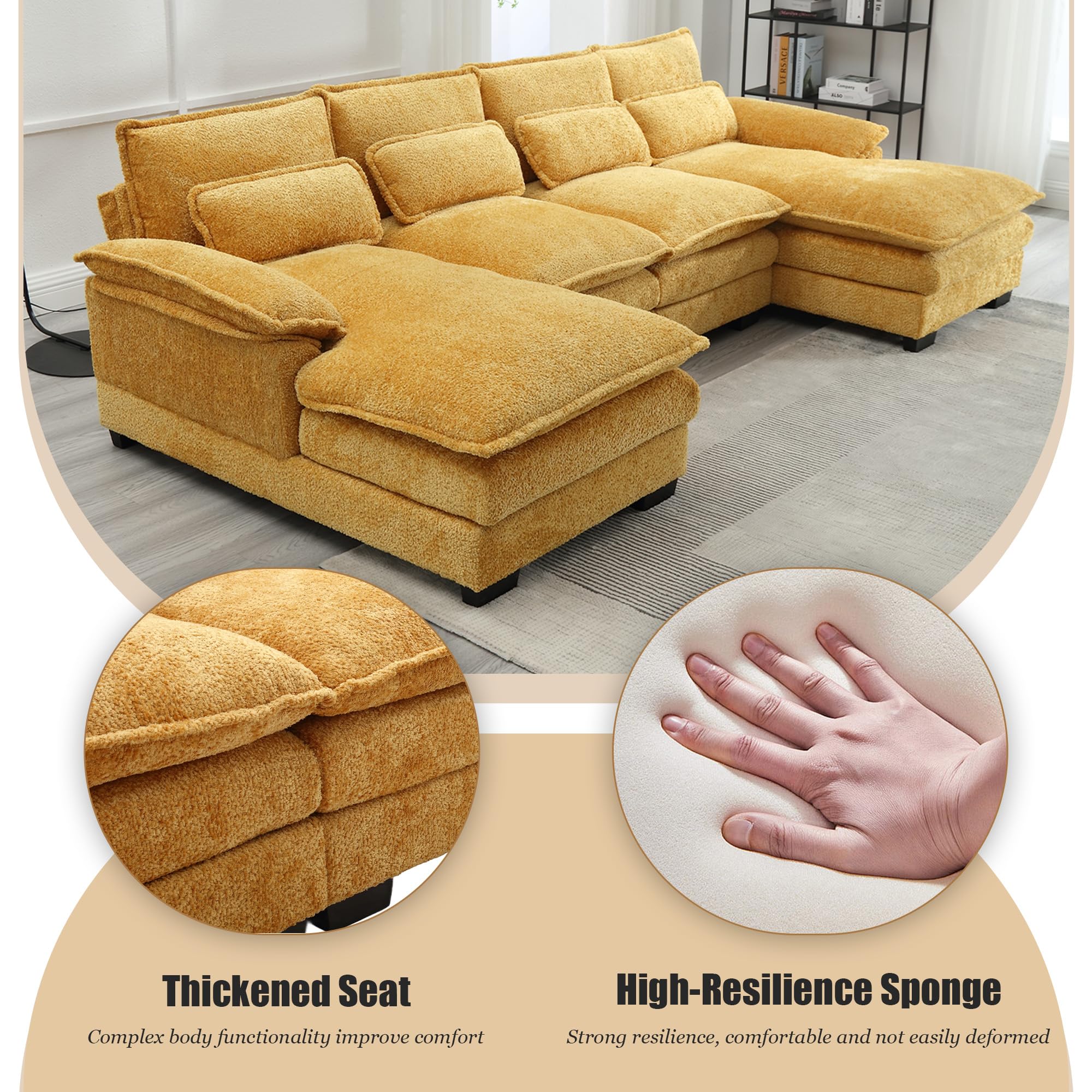 110'' U-Shaped Sectional Sofa with Double Lounger