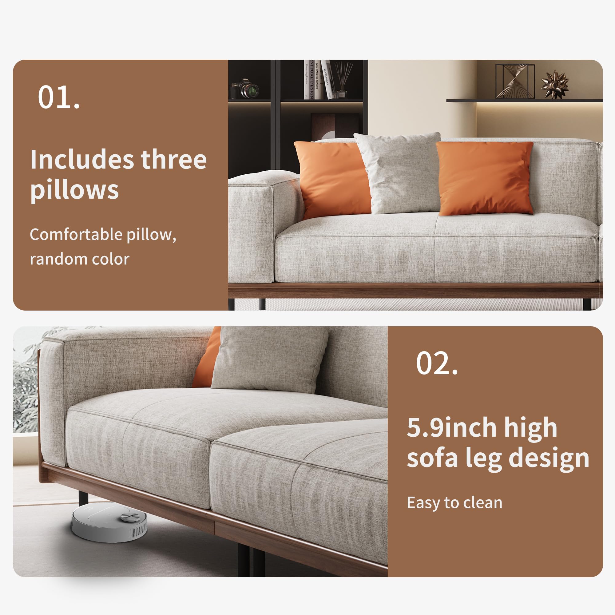 Modular Cloud Sectional Sofa Gray Fabric