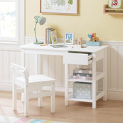 Kids Study Desk and Chair Set with Drawer and Shelves