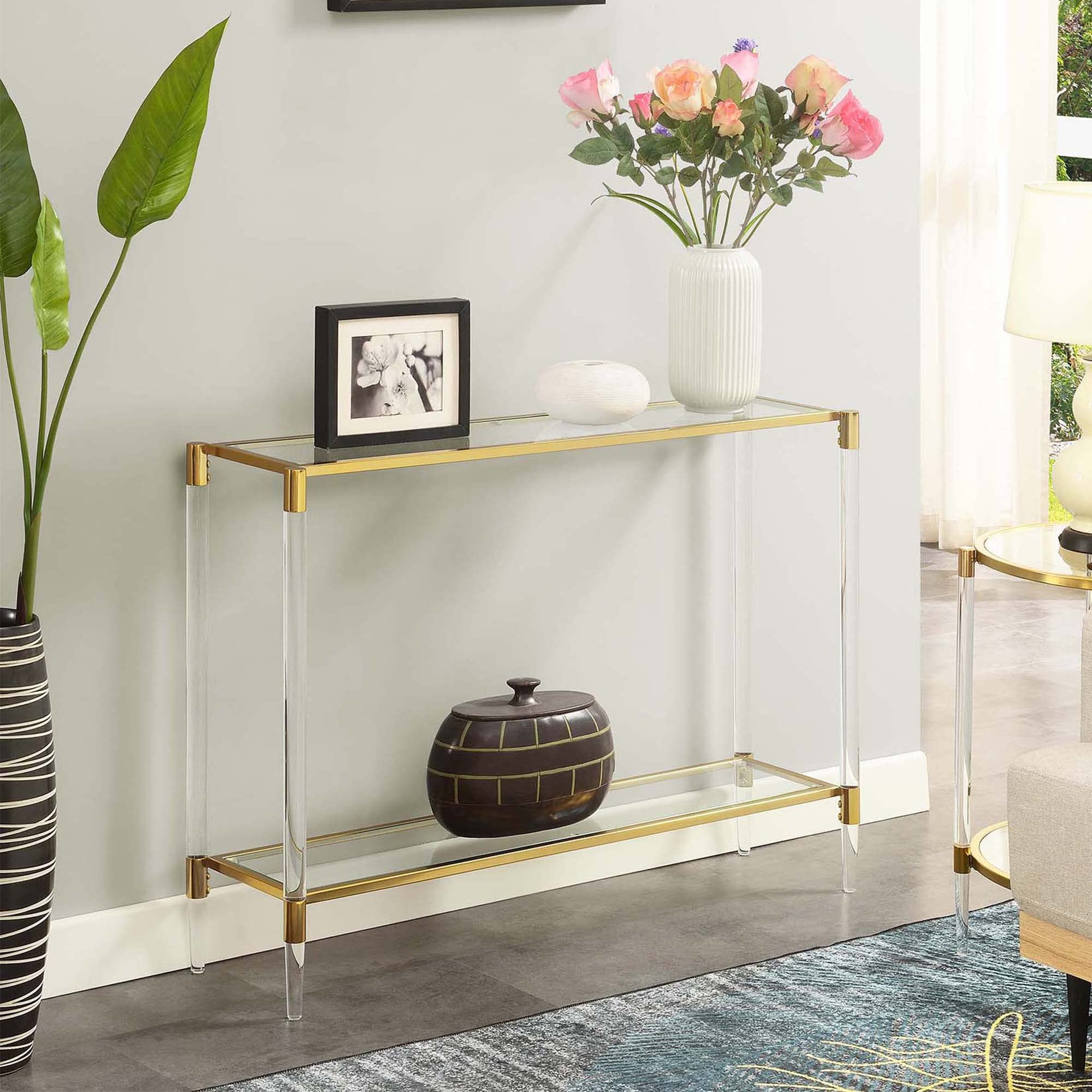 Royal Crest 2-Tier Acrylic Glass Console Table