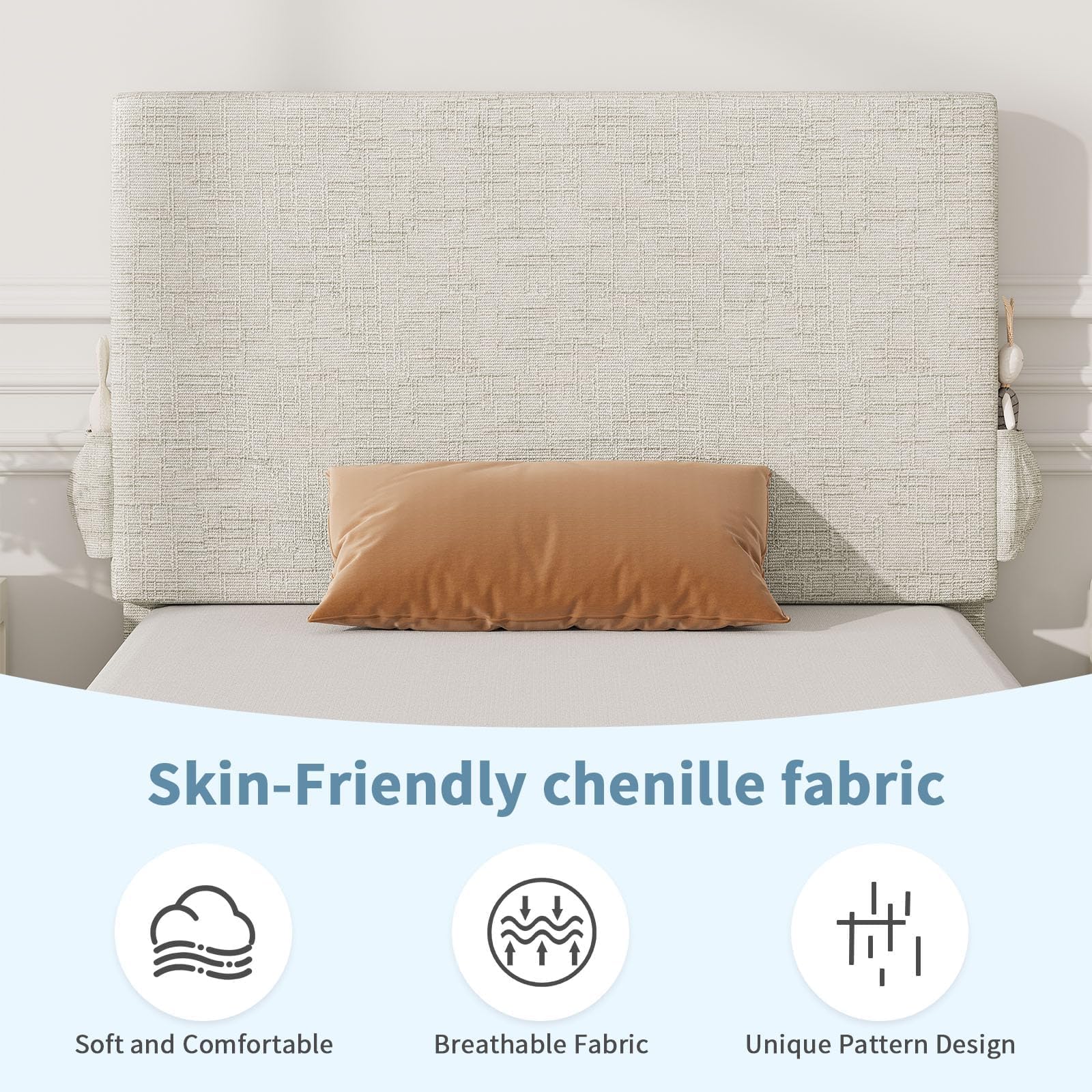 Twin Upholstered Platform Bed with Headboard