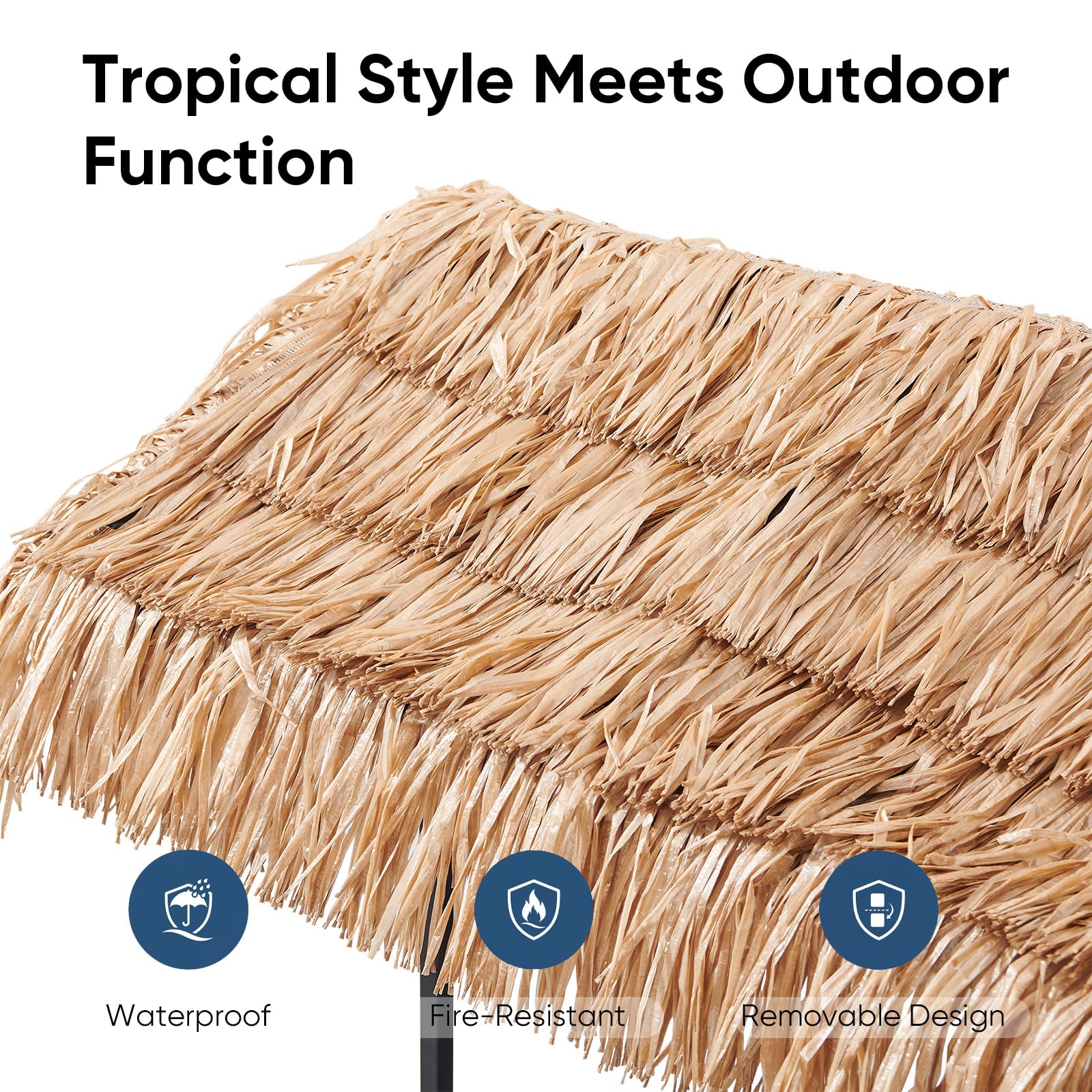 Outdoor Tiki Bar Set with Palapa Top - 3 Piece Wicker Patio Set