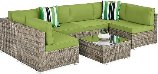 7-Piece Modular Wicker Patio Sectional Set