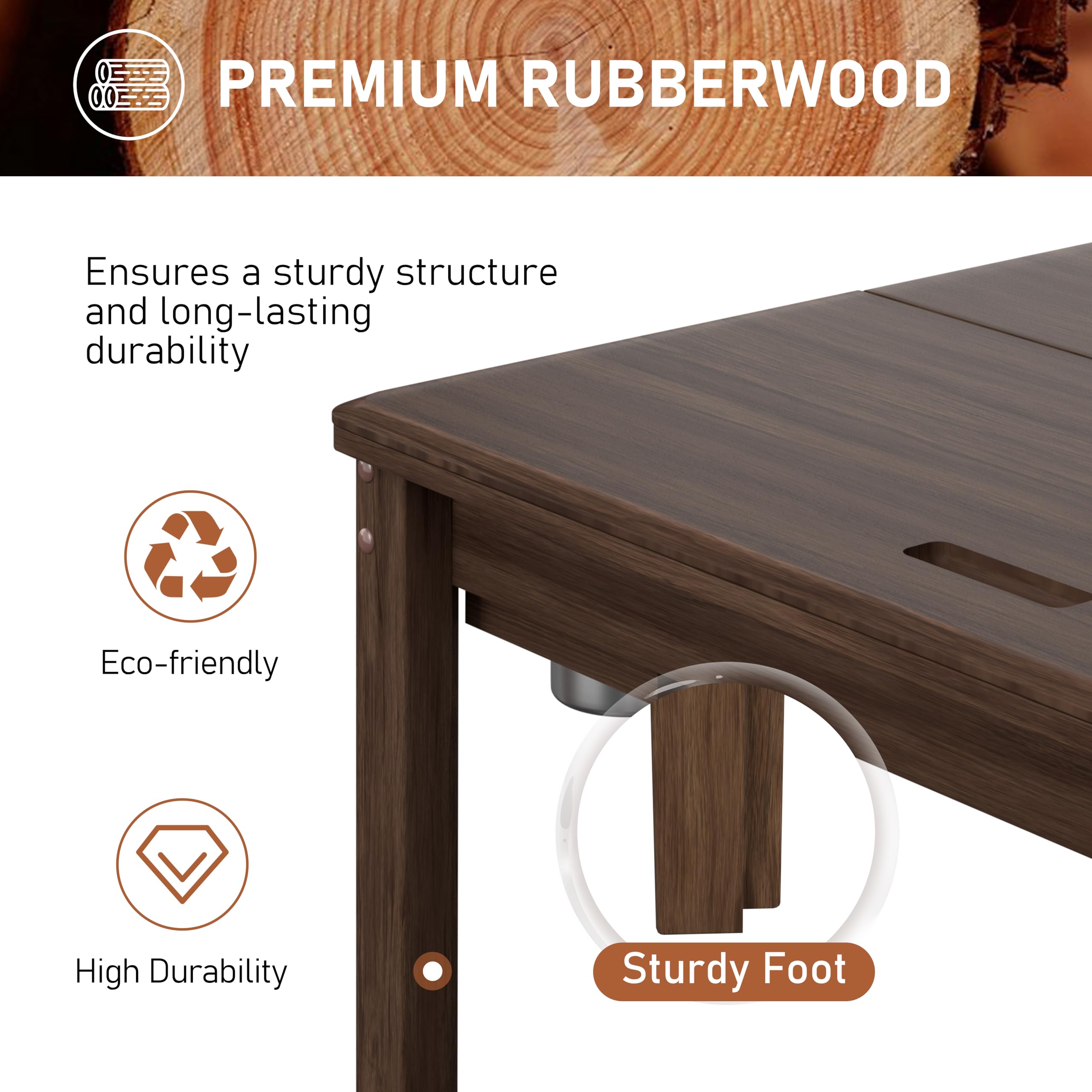 58" x 33" Solid Wood Board Game Table with Removable Top