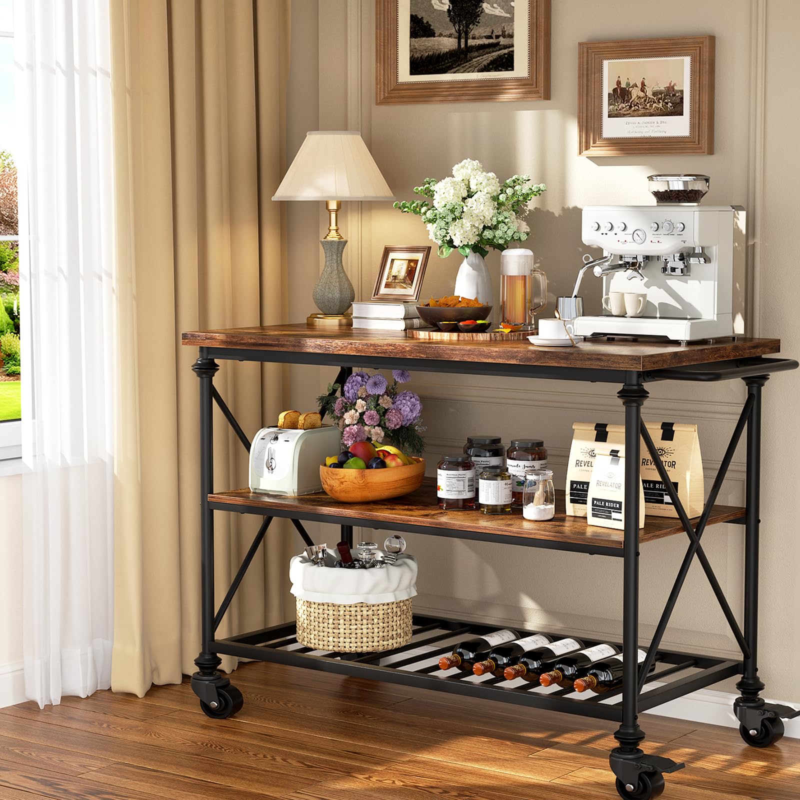 3-Tier Kitchen Island Cart with Wheels
