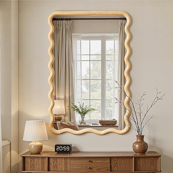 Wavy Wood Wall Mirror