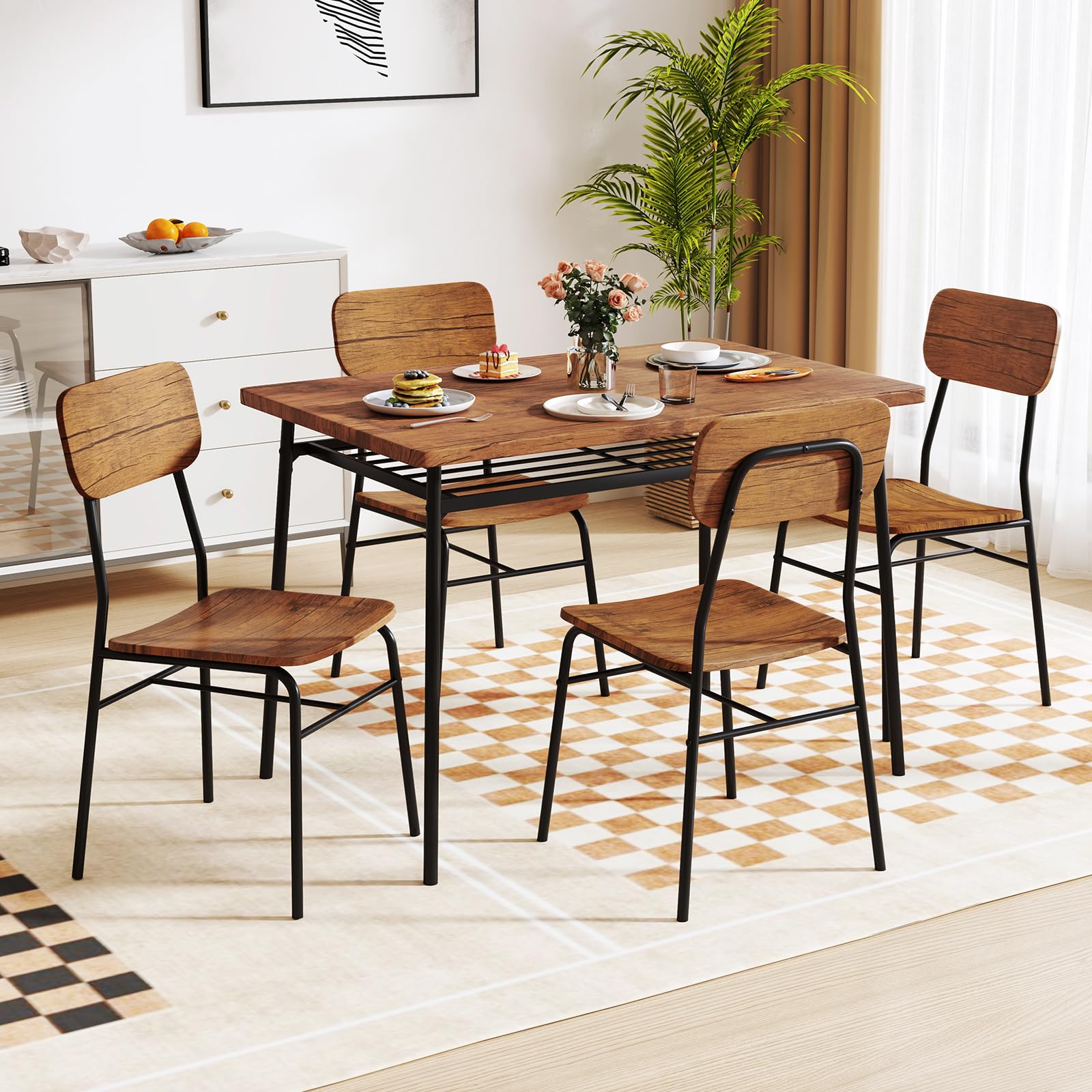 5-Piece Industrial Dining Table Set