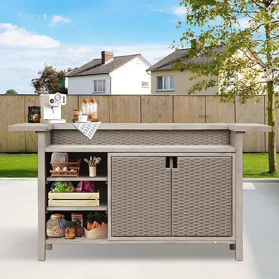 Outdoor Bar Table Set with 2 Stools