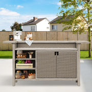 Outdoor Bar Unit with Storage - All-Weather Wicker Aluminum Frame